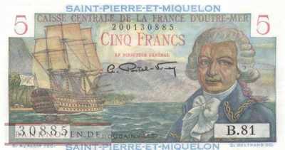 St. Pierre & Miquelon - 5  Francs (#022_UNC)