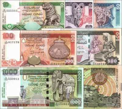 Sri Lanka: 10 - 2.000 Rupees (7 banknotes)