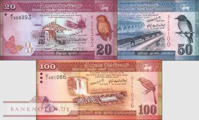 Sri Lanka: 20 - 100 Rupees (3 banknotes)