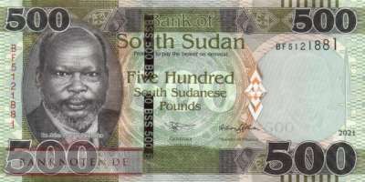 South Sudan - 500  Pounds (#016c_UNC)
