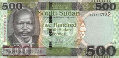 South Sudan - 500  Pounds (#020a_UNC)