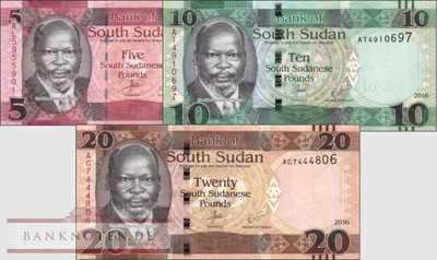 Süd Sudan: 5 - 20 Pounds (3 Banknoten)