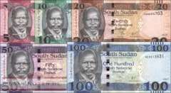 Süd Sudan: 5 - 100 Pounds (5 Banknoten)