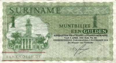 Surinam - 1  Gulden (#116d_VF)