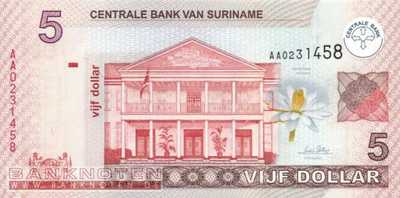 Suriname - 5  Dollars (#157a_UNC)