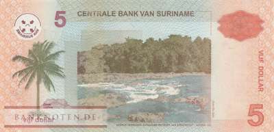 Surinam - 5  Dollars (#157c_UNC)