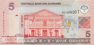 Surinam - 5  Dollars (#157c_UNC)