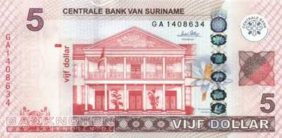 Suriname - 5  Dollars (#162a_UNC)