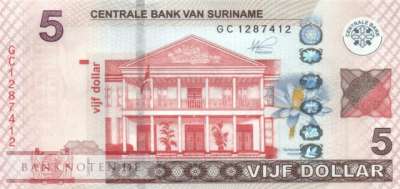 Surinam - 5  Dollars (#162c_UNC)