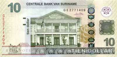 Suriname - 10  Dollars (#163a_UNC)