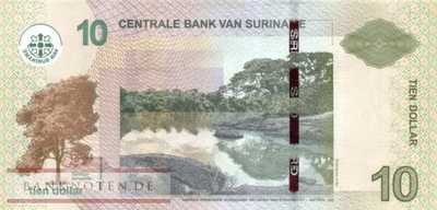 Suriname - 10  Dollars (#163b_UNC)