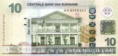 Suriname - 10  Dollars (#163b_UNC)