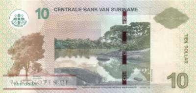 Suriname - 10  Dollars (#163c_UNC)