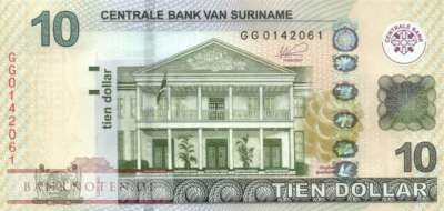 Surinam - 10  Dollars (#163d_UNC)