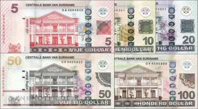 Suriname: 5 - 100 Dollars (5 banknotes)