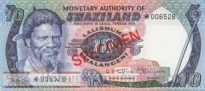 Swaziland - 10  Emalangeni - SPECIMEN (#004-CS_UNC)