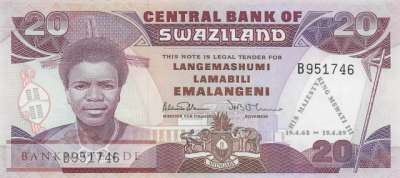 Swaziland - 20  Emalangeni (#017a_UNC)