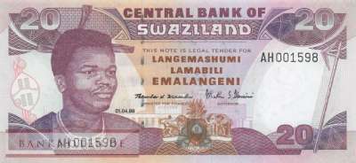 Swaziland - 20  Emalangeni (#025c_UNC)