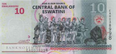 Swaziland - eSwatini - 10  Emalangeni (#044A_UNC)