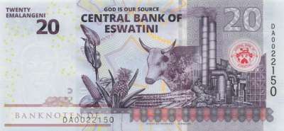 Swaziland - eSwatini - 20  Emalangeni (#044B_UNC)
