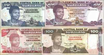 Swaziland: 20 - 100 Emalangeni (4 Banknoten)