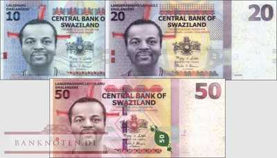 Swaziland: 10 - 50 Emalangeni (3 banknotes)
