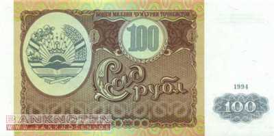 Tajikistan - 100  Rubel (#006a_UNC)