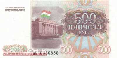 Tadschikistan - 500 Rubel (#008a_UNC)