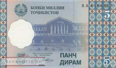 Tadschikistan - 5  Dirams (#011a-1_UNC)