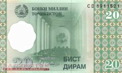 Tadschikistan - 20  Dirams (#012a-1_UNC)