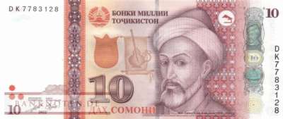 Tajikistan - 10  Somoni (#024e_UNC)