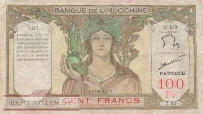 Tahiti - 100 	 Francs (#014d_F)