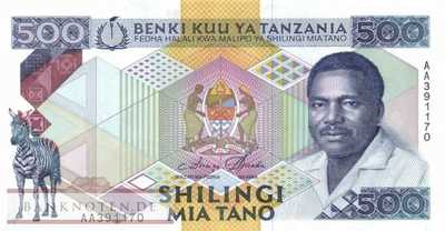 Tansania - 500  Shilingi (#021a_UNC)