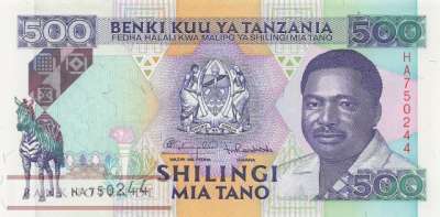 Tansania - 500  Shilingi (#026b_UNC)