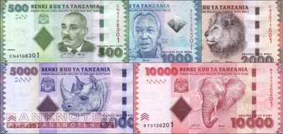 Tanzania: 500 Shilingi - 10.000 Shilingi (5 banknotes)