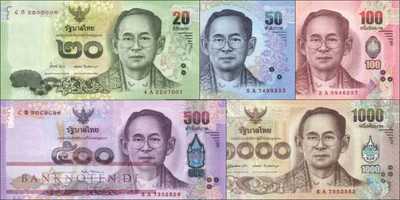 Thailand: 20 - 1.000 Baht (5 banknotes)