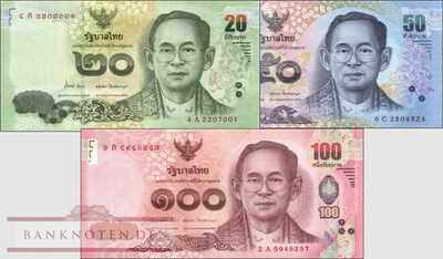 Thailand: 20 - 100 Baht (3 Banknoten)