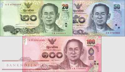 Thailand: 20 - 100 Baht (3 Banknoten)