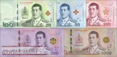 Thailand: 20 - 1.000 Baht neuer König (5 Banknoten)