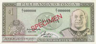 Tonga - 1  Pa'anga - SPECIMEN (#025S_UNC)
