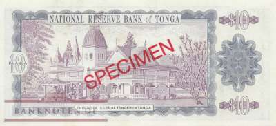 Tonga - 10  Pa'anga - SPECIMEN (#028-1S_UNC)
