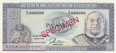 Tonga - 10  Pa'anga - SPECIMEN (#028-1S_UNC)