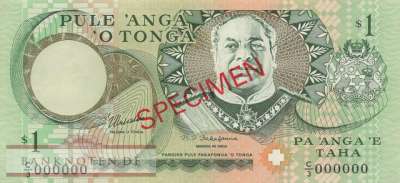 Tonga - 1  Pa'anga - SPECIMEN (#031cS_UNC)