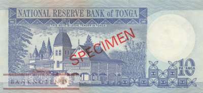 Tonga - 10  Pa'anga - SPECIMEN (#034bS_UNC)