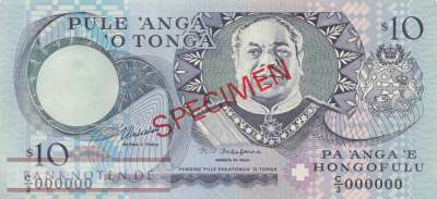Tonga - 10  Pa'anga - SPECIMEN (#034bS_UNC)