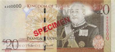 Tonga - 20  Pa anga - SPECIMEN (#041aS_UNC)