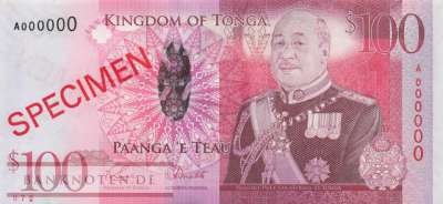 Tonga - 100  Pa anga - SPECIMEN (#043S_UNC)