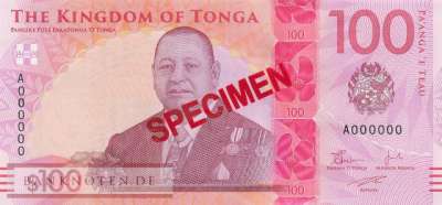 Tonga - 100  Pa anga - SPECIMEN (#055S_UNC)
