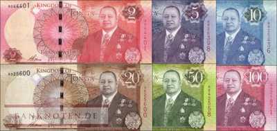 Tonga: 2 - 100 Pa'anga (6 Banknoten)