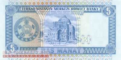 Turkmenistan - 5 Manat (#002_UNC)